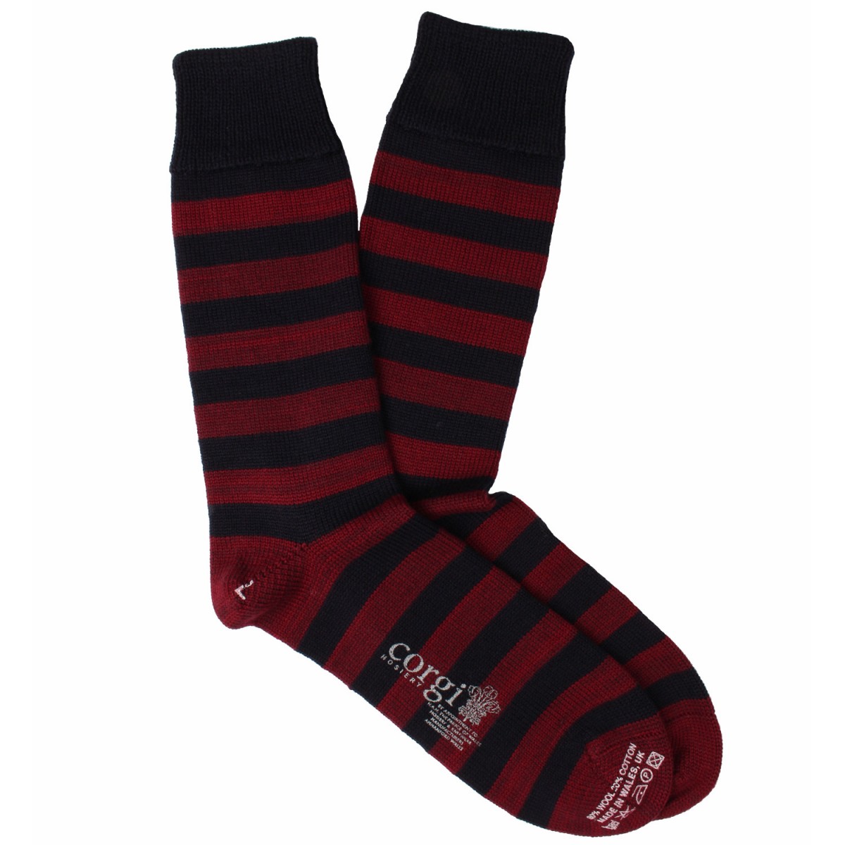 Corgi Socks Heavyweight Wool Burgundy