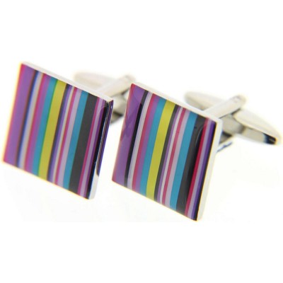 Soprano Accessories Multi Coloured Striped Square Cufflinks