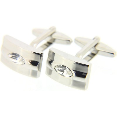Soprano Accessories Rectangle with Oval Crystal Cufflinks
