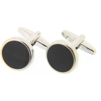 Soprano Accessories Black Enamel Round Cufflinks