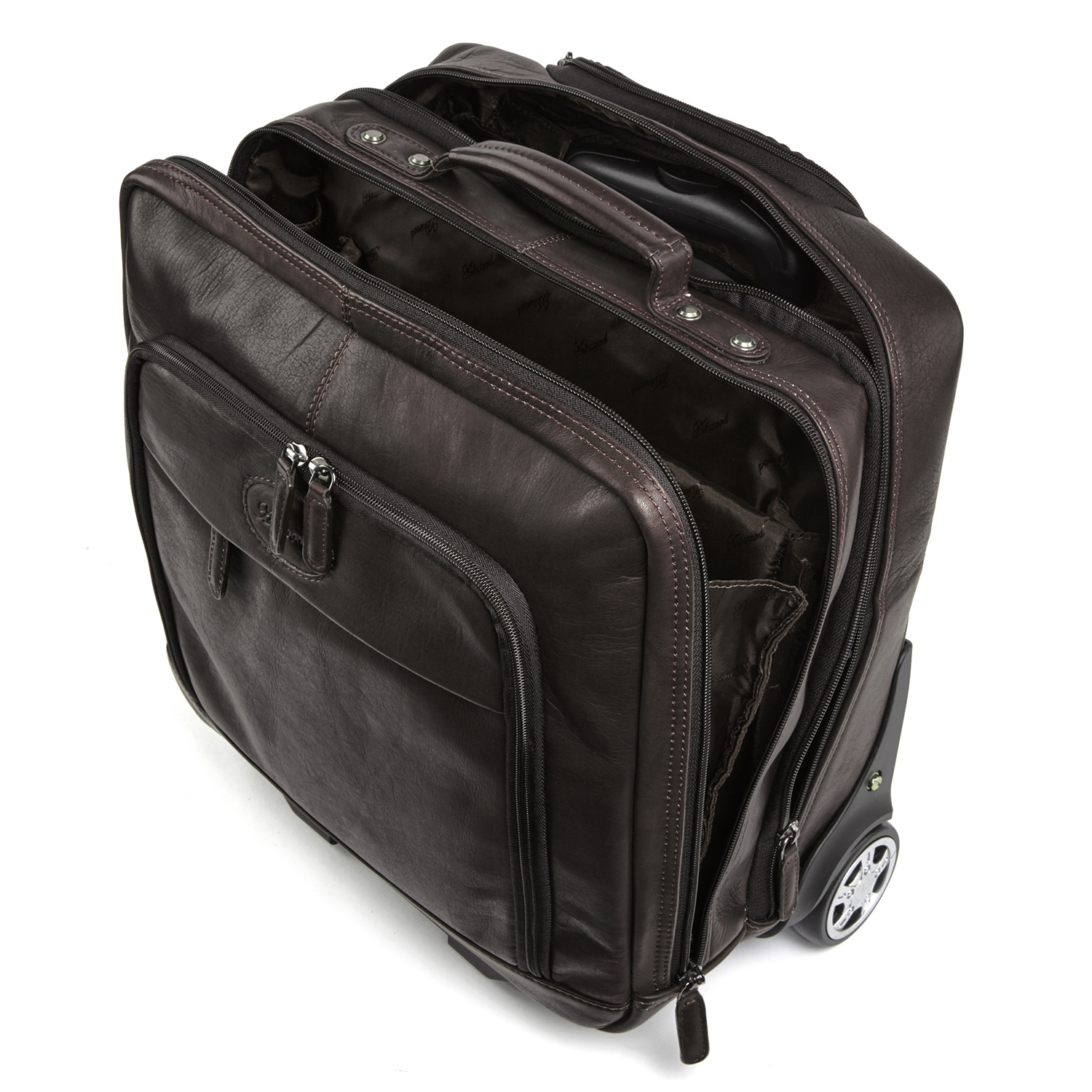 Ashwood Leather 8147 Wheeled Slimline Business Trolley