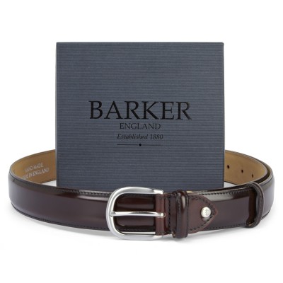 Barker Burgundy Brogue Hi-Shine Belt