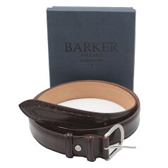 Barker Burgundy Brogue Hi-Shine Belt