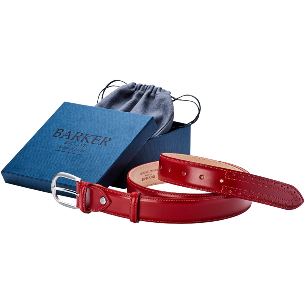 Barker Red Brogue Calf Belt
