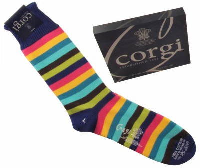 Corgi Socks Blue Stripes