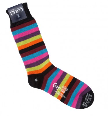 Corgi Socks Black and Orange Stripes