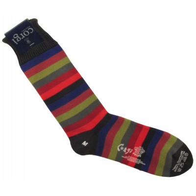 Corgi Socks Black and Red Stripes
