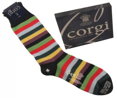Corgi Socks Black Stripes