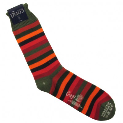 Corgi Socks Green Stripes