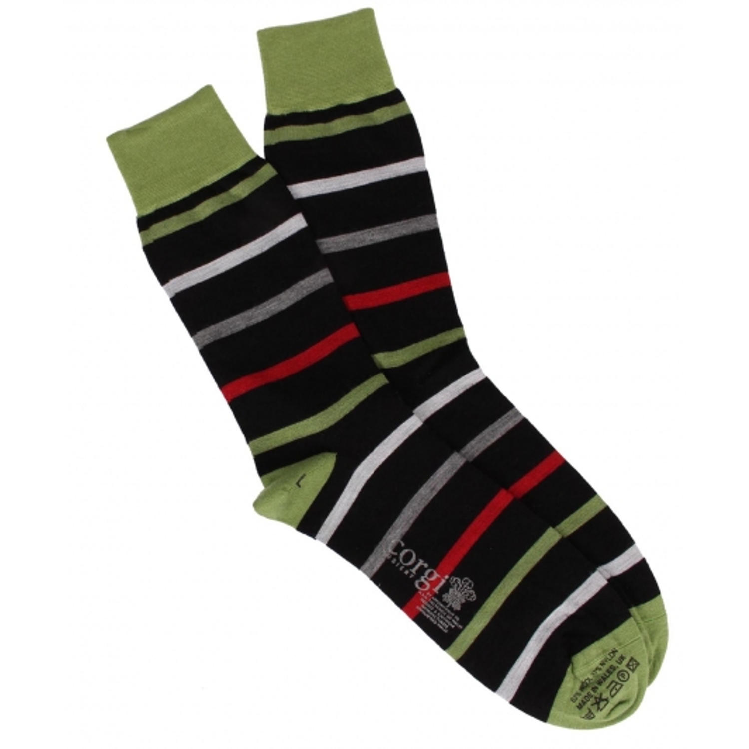 Corgi Socks Green Stripes