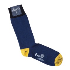Corgi Socks Navy/Yellow Heel Toe Contrast