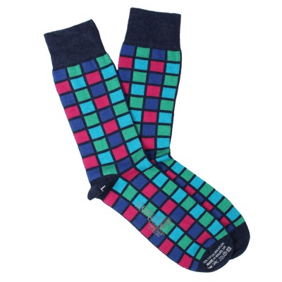 Corgi Socks Squares Navy
