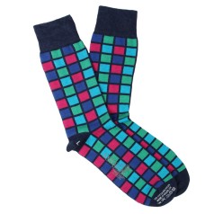 Corgi Socks Squares Navy
