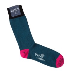 Corgi Socks Teal Heel Toe Contrast