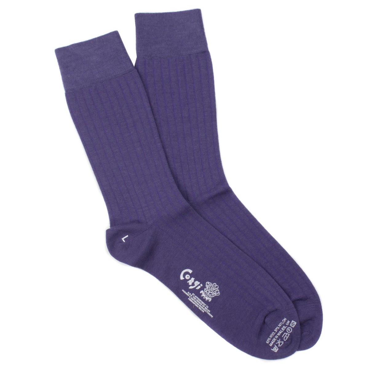 Corgi Socks Wool Rib Purple - Pediwear Accessories