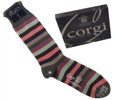 Corgi Socks Heritage Purple Grey Stripe