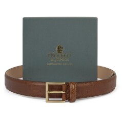 Crockett and Jones tan grain leather belt