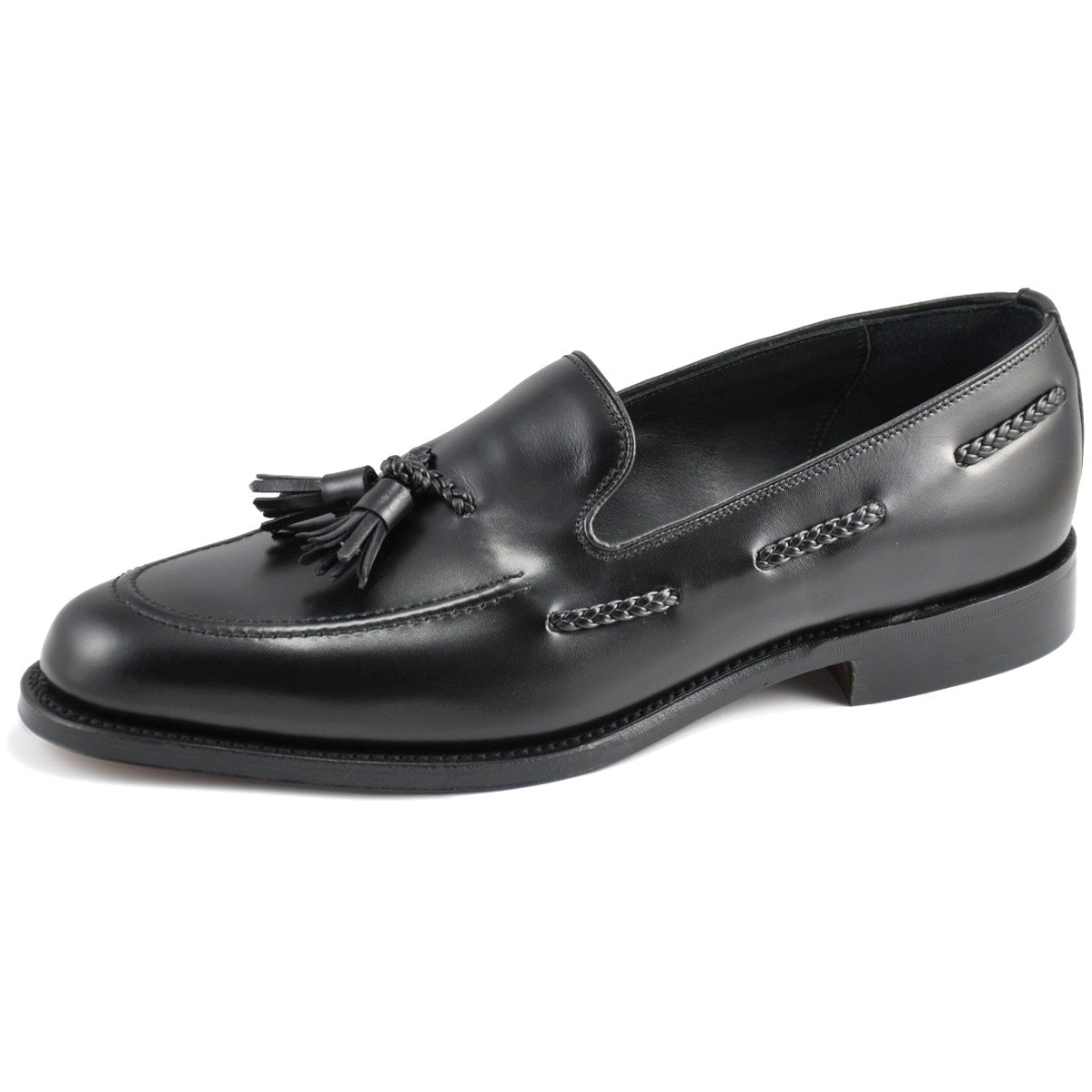 loake tassel loafers black