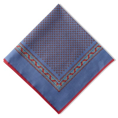 Pediwear Collection Blue Red Hand Rolled Cotton Handkerchief