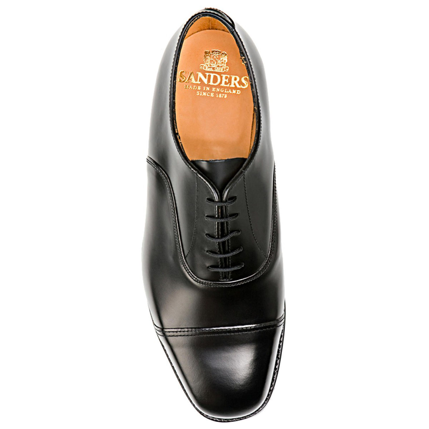 Sanders oxford shoes パンチドキャップ/ブラック