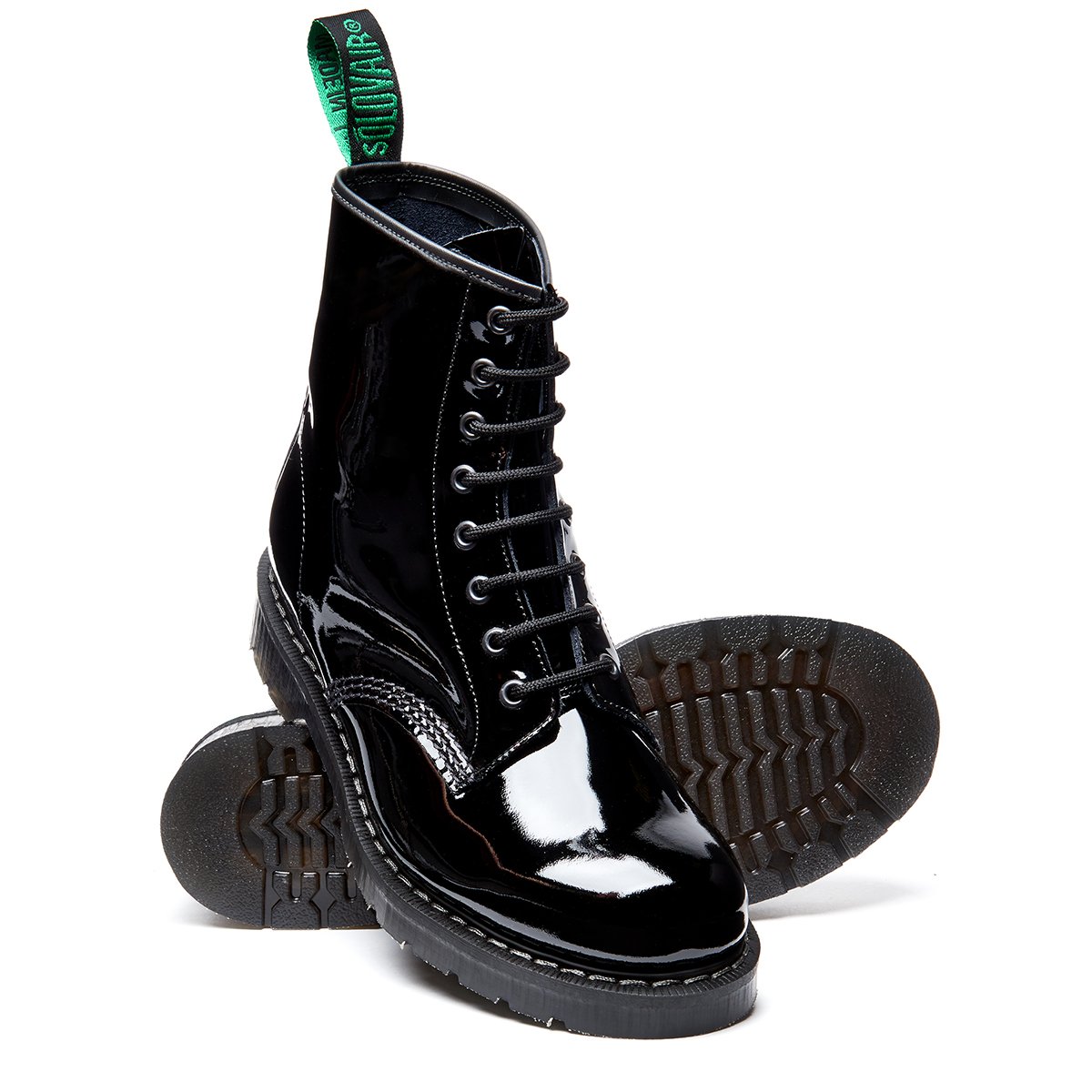Solovair 8 Eye Derby Black Patent Boot - Pediwear Footwear