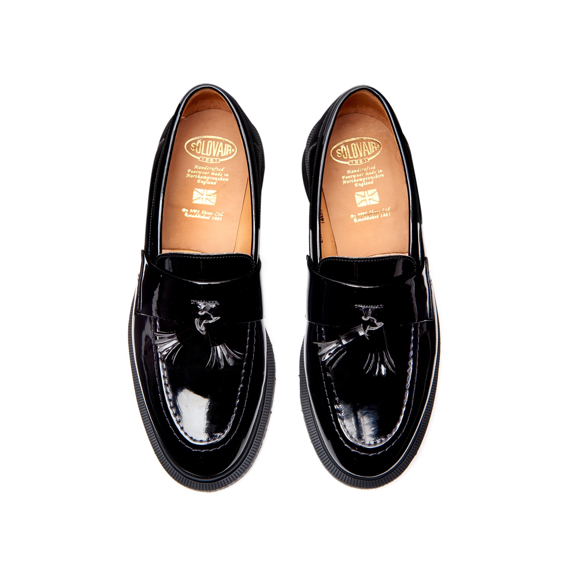 Solovair Black Patent Tassel Loafer - Pediwear Footwear