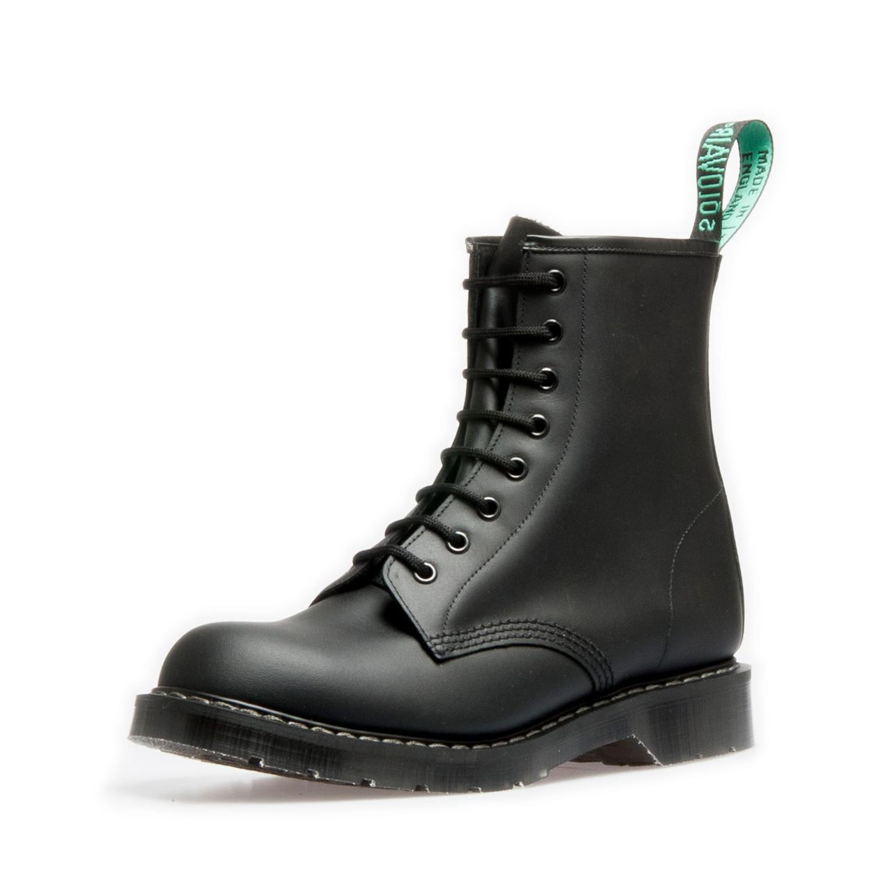 Solovair 8 Eye Derby Boot Black Hi-Shine - Pediwear Footwear