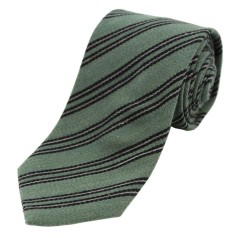 Soprano Accessories Black & Grey Stripes on Green Wool Tie