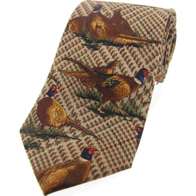Soprano Accessories Dogstooth Patterned Tie with Pheasants
