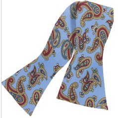 Soprano Accessories Sky Blue Paisley Self-Tied Bow Tie