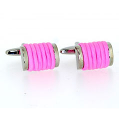 Soprano Accessories Metal Cufflinks with Pink Band