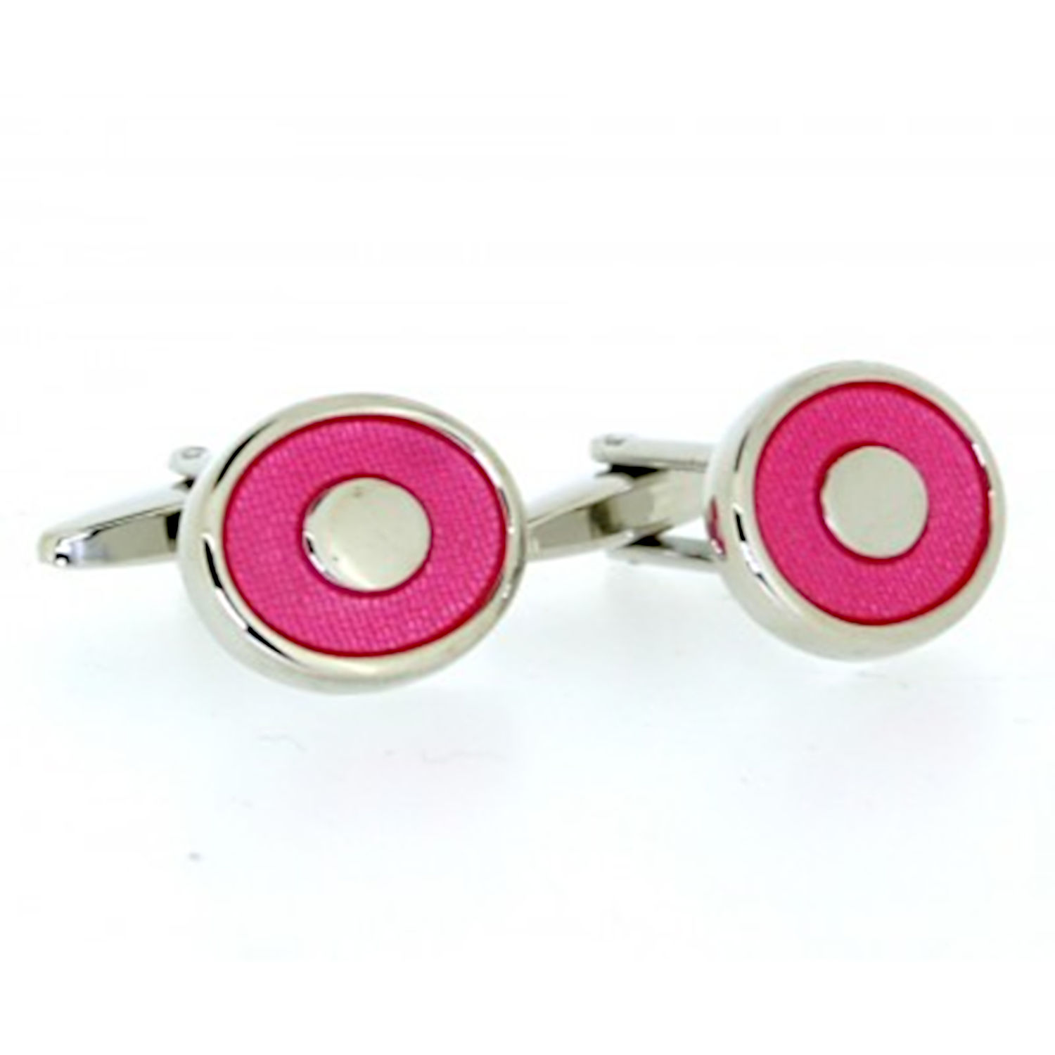Soprano Accessories Metal Oval Cufflinks with Pink Enamel