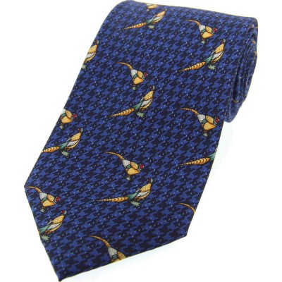Soprano Accessories Navy/Blue Print with Pheasants