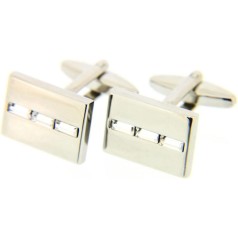 Soprano Accessories Metal Rectangle Clear Crystal Cufflinks