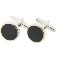Soprano Accessories Black Enamel Round Cufflinks