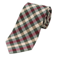Soprano Accessories Green, Ivory & Red Checked Wool Tie
